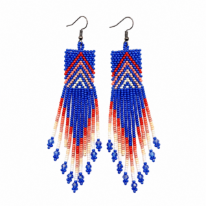 HANDMADE BEADED FRINGE EARRINGS (MEXICO) 4" long
