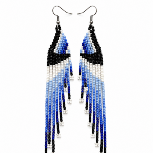 HANDMADE BEADED FRINGE EARRINGS (MEXICO) 4" long