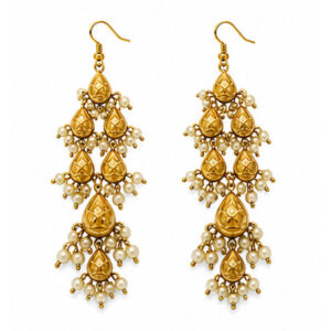 Golden Cascade Beaded Drop Earrings