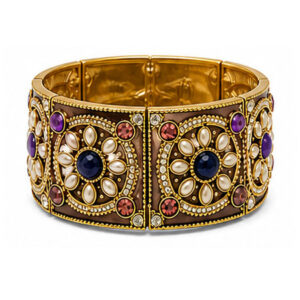 Ornate Gemstone Statement Cuff Bracelet