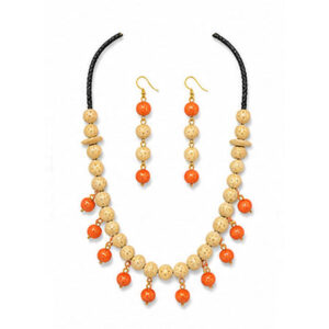 Clay Jewelry: Earth-Tone Beaded Necklace & Earring Set