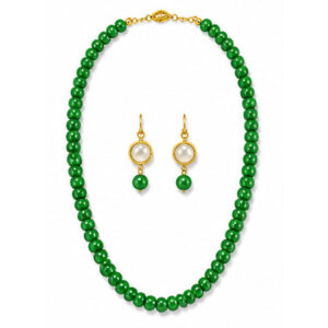Green Beaded Necklace & Earring Set