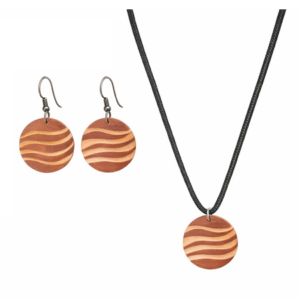 Clay Jewelry: Round Pendant Necklace & Earring Set