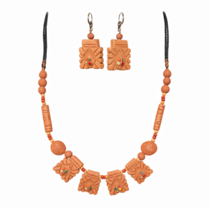 Clay Jewelry: Terracotta Geometric Necklace & Earring Set