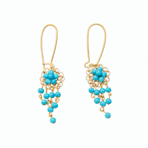 Turquoise Beaded Chandelier Earrings