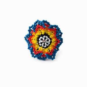 Huichol Beaded Flower Ring 1.5"