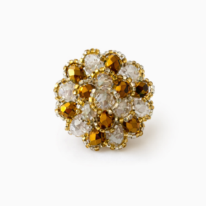 Golden Crystal Cluster Ring 1.5"