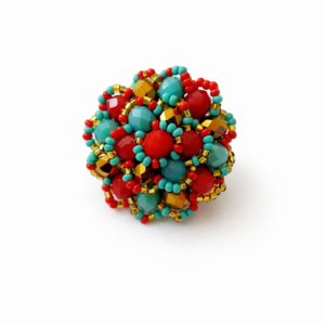 Colorful Huichol Beaded Ring 1.5"